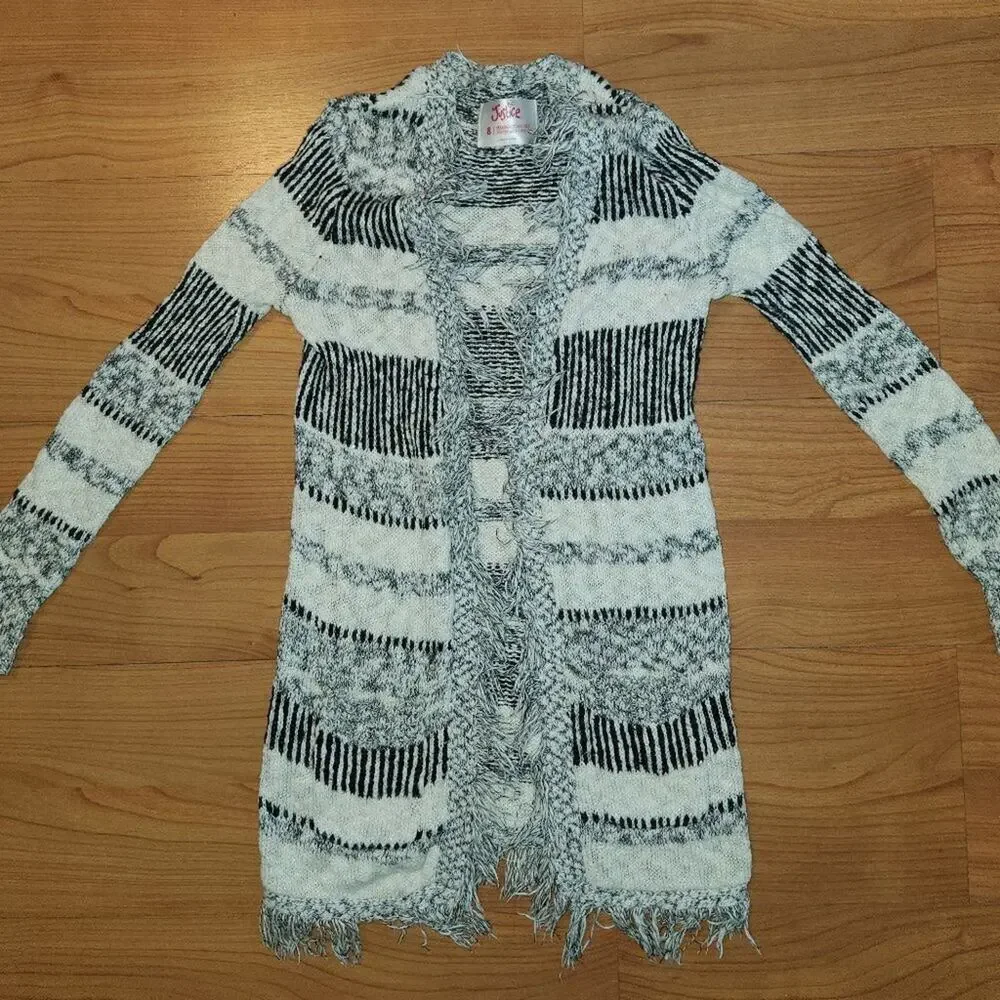 Justice Striped Shaggy Cardigan || sz 8 || EUC